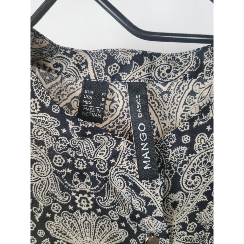 Mango Basic Black And Beige Paisley Button Up Blo… - image 3
